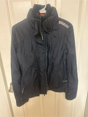 SUPERDRY Navy 6 Zipper Zip-Up Jacket Windbreaker